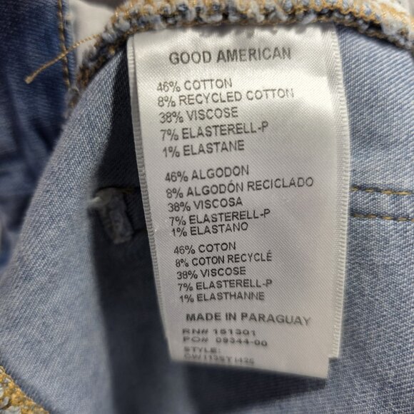 Good American Jeans Womens 6 28 Blue Distressed Raw Hem High Rise Skinny Stretch - Picture 6 of 11